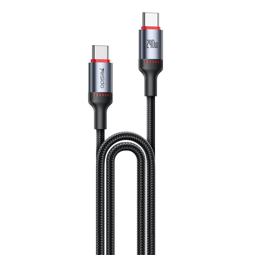 Cablu Yesido de date (CA185), Type-C to Type-C, Incarcare rapida, 480Mbps, 240W, 48V/5A, E-Mark Chip, Nylon Braided, 1.2m, negru