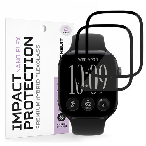 Folie pentru Apple Watch 12 46mm, Techsuit Nano Flex, set 2 bucăți, Neagră