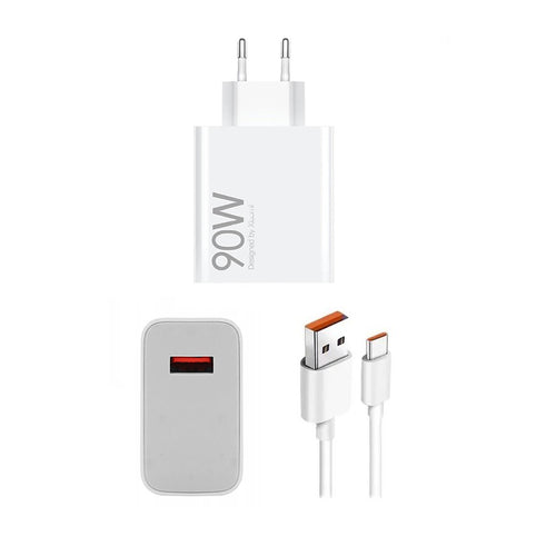 Incarcator Xiaomi MDY-15-EK 90W USB-A cu Cablu USB-C, Alb