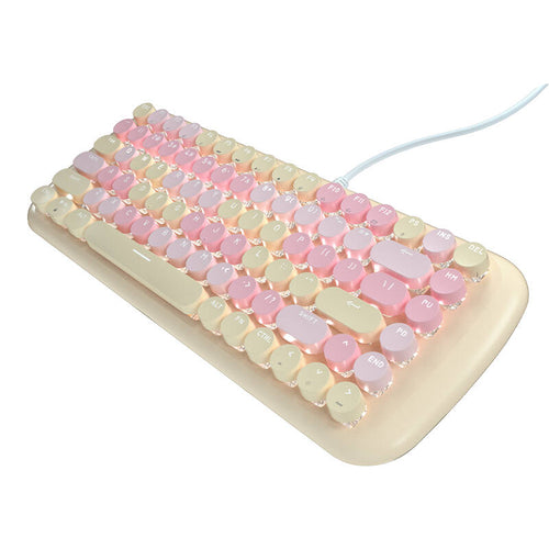 Tastatura cu Fir Mofii SK-645 Candy – Crem (Milk-Tea)