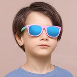 Ochelari de soare Techsuit Kids Polarized Sunglasses (D802), polarizati, UV400, gri;portocaliu
