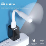 Techsuit Mini USB Fan (TUF1), portabil, Flexible, Bendable, 5V, Alb