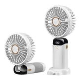 Techsuit Handheld Fan (N15), pliabil Design, afisaj digital, Ultra Silent, 1800mAh, Alb