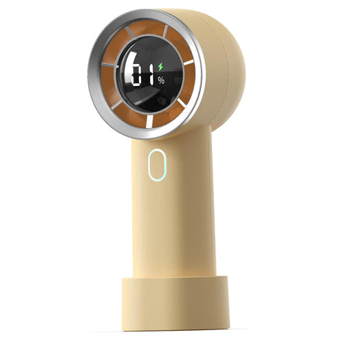 Techsuit Handheld Fan (HX130), afisaj digital, Ultra Silent, 1200mAh, Galben