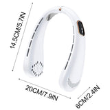 Techsuit Neck Fan (H6), portabil, USB-C, reincarcabil, reglabil, afisaj digital, 1200mAh, Alb