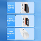 Techsuit Neck Fan (H6), portabil, USB-C, reincarcabil, reglabil, afisaj digital, 1200mAh, Alb