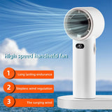 Techsuit Premium Handheld Fan (K38), portabil, reglabil, reincarcabil, afisaj digital, 4000mAh, Alb