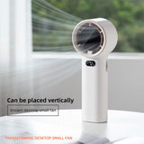 Techsuit Premium Handheld Fan (K38), portabil, reglabil, reincarcabil, afisaj digital, 4000mAh, Alb
