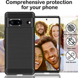Husa pentru Google Pixel 7, Techsuit Carbon Silicone, negru