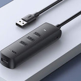 Hub USB UGREEN Connection Hub CM416 (80657), USB 3.0 to 4x USB-A, Type-C 5Gbps, 1m, negru