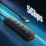 Hub USB UGREEN Connection Hub CM416 (80657), USB 3.0 to 4x USB-A, Type-C 5Gbps, 1m, negru