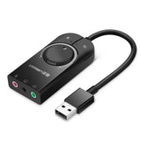 Adaptor UGREEN OTG Audio Adapter CM129 (40964), USB2.0 to Jack Headphone, Jack Mono Microphone, 4-pin Combo Mic, 0.15m
