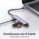 Hub USB UGREEN CM473 (20841), Type-C to 4xUSB-A 3.0, 5Gbps, gri