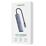 Hub USB UGREEN CM473 (20841), Type-C to 4xUSB-A 3.0, 5Gbps, gri