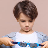 Ochelari de soare Techsuit Kids Polarized Sunglasses (816-C5), polarizati, UV400, albastru;galben