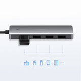 Hub USB UGREEN Docking station CM219 (70336), Type-C to 4xUSB-A 3.0, Micro-USB Power Port, 5Gbps, gri