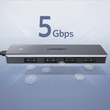 Hub USB UGREEN Docking station CM219 (70336), Type-C to 4xUSB-A 3.0, Micro-USB Power Port, 5Gbps, gri