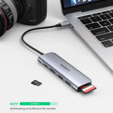 Hub USB UGREEN Docking station CM195 (70411), Type-C to 2xUSB-A 3.0, HDMI 4k@30Hz, SD/TF Card Reader, Type-C PD 100W, gri