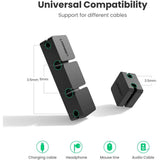 UGREEN Organizator cabluri 3+1 LP208 (70585), Main si Single, 4 Holder Clips, Negru