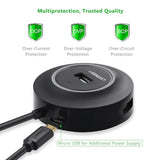 Hub USB UGREEN CR106 (20277), USB-A to 4xUSB-A 2.0, cu Cable, 1m, negru