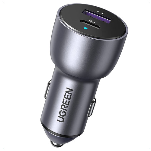 Incarcator auto UGREEN Aluminium Shell CD213 (60980), 2x USB-A, QC 3.0, 42.5W, bleumarin