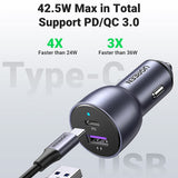 Incarcator auto UGREEN Aluminium Shell CD213 (60980), 2x USB-A, QC 3.0, 42.5W, bleumarin