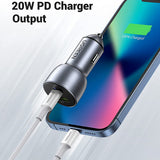Incarcator auto UGREEN Aluminium Shell CD213 (60980), 2x USB-A, QC 3.0, 42.5W, bleumarin