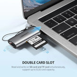 Cititor de carduri UGREEN Card Reader CM184 (50704), USB-C to MicroSD, SD 3.0 Card Slot, up to 5Gbps, gri