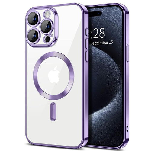 Husa pentru iPhone 15 Pro Max, Techsuit Lux Crystal MagSafe, mov