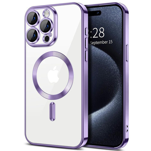 Husa pentru iPhone 15 Pro, Techsuit Lux Crystal MagSafe, mov