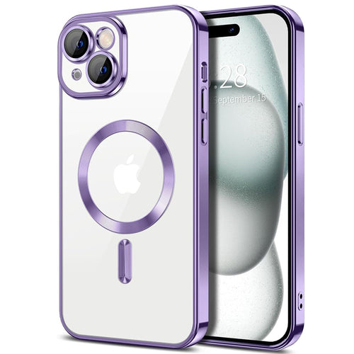 Husa pentru iPhone 15, Techsuit Lux Crystal MagSafe, mov