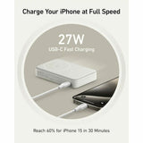 Baterie Externa Anker Maggo (A1654G21), pentru iPhone, Afisaj Digital, Wireless Charging, Kickstand, 10000mAh, 15W, Alb
