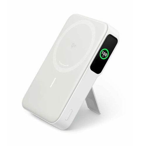 Baterie Externa Anker Maggo (A1654G21), pentru iPhone, Afisaj Digital, Wireless Charging, Kickstand, 10000mAh, 15W, Alb