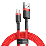 Cablu Baseus de date Cafule (Catklf-A09), USB to Type-C, Incarcare rapida, 3A, 480Mbps, 0.5m, negru;rosu