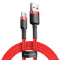 Cablu Baseus de date Cafule (Catklf-A09), USB to Type-C, Incarcare rapida, 3A, 480Mbps, 0.5m, negru;rosu