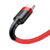 Cablu Baseus de date Cafule (Catklf-A09), USB to Type-C, Incarcare rapida, 3A, 480Mbps, 0.5m, negru;rosu