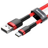 Cablu Baseus de date Cafule (Catklf-A09), USB to Type-C, Incarcare rapida, 3A, 480Mbps, 0.5m, negru;rosu