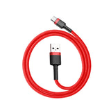 Cablu Baseus de date Cafule (Catklf-A09), USB to Type-C, Incarcare rapida, 3A, 480Mbps, 0.5m, negru;rosu