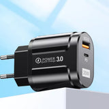 Incarcator retea Techsuit Premium EasyPowerX (CHPD038), USB-A, QC 3.0, USB-C, 20W, alb