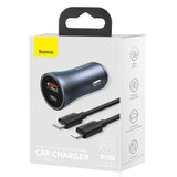 Incarcator auto Baseus Golden Pro (Tzccjd-B0G), USB-A, USB-C, 40W cu Cable Type-C to Lightning, gri