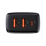 Incarcator retea Baseus Compact (Ccxj-E01), USB-C, PD, 30W, 2xUSB-A, QC, 3A, negru