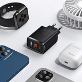 Incarcator retea Baseus Compact (Ccxj-E01), USB-C, PD, 30W, 2xUSB-A, QC, 3A, negru
