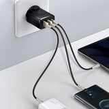 Incarcator retea Baseus Compact (Ccxj-E01), USB-C, PD, 30W, 2xUSB-A, QC, 3A, negru