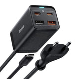 Incarcator wireless Baseus GaN3 Pro (CCGP040101), 2xUSB-C, PD 65W, 2xUSB-A, 5A, cu Cable Type-C to Type-C, negru