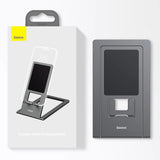 Suport de birou Baseus birou Pliabil (LUKP000013), pentru Phone/Tablet cu Silicon Pad, Pliabil, 360° Reglabil, Aluminium, gri