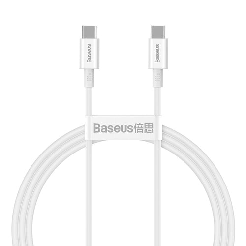 Cablu Baseus de date Superior Series (Catys-B02), Type-C to Type-C, 100W, 1m, alb