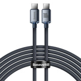 Cablu Baseus de date Crystal Shine (CAJY000601), Type-C to Type-C, 100W, 1.2m, Super Incarcare rapida, Nylon Braided, negru