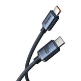 Cablu Baseus de date Crystal Shine (CAJY000601), Type-C to Type-C, 100W, 1.2m, Super Incarcare rapida, Nylon Braided, negru