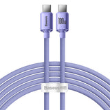 Cablu Baseus de date Crystal Shine (CAJY000705), Type-C to Type-C, 100W, 2m, Super Incarcare rapida, Nylon Braided, mov
