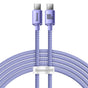 Cablu Baseus de date Crystal Shine (CAJY000705), Type-C to Type-C, 100W, 2m, Super Incarcare rapida, Nylon Braided, mov